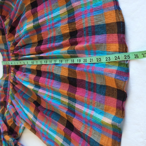 Maeve by Anthropology Colorful Plaid 100% Cotton Button Front Top Size S - Picture 8 of 8